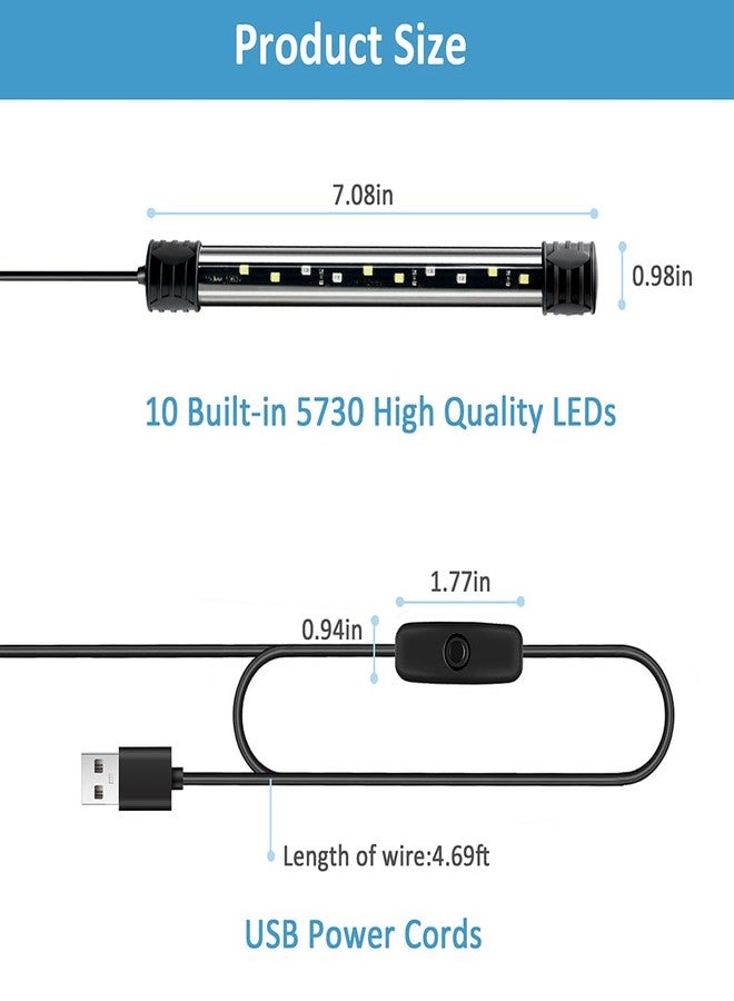 داتو مصباح حوض السمك LED من داتو، 3 واط، يعمل بمنفذ USB، أزرق، قابل للغمر، 7 بوصات - Image 2